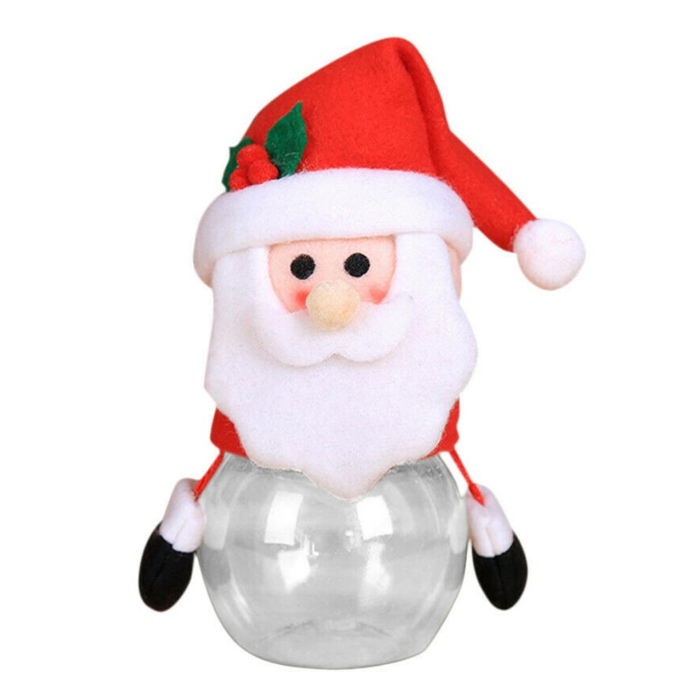 1/5 Pcs Christmas Candy Jar Storage Bottle Santa Snowman Shaped Bag Sweet Box Kids Gift