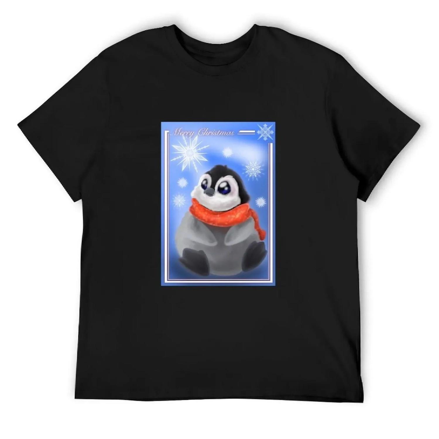 

Christmas Penguin T-Shirt summer top plain designer shirts sweat shirts, men XXXXXL чорний