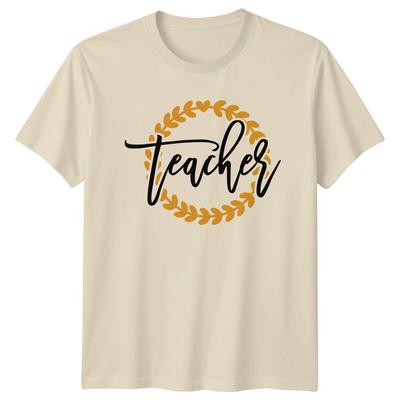 Teacher Floral Wreath Graphic TShirt Educator Job Tee
