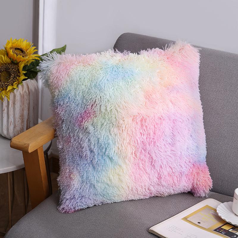 2025 Home Sea Velvet Solid Color Plush Sofa Pillow Cover