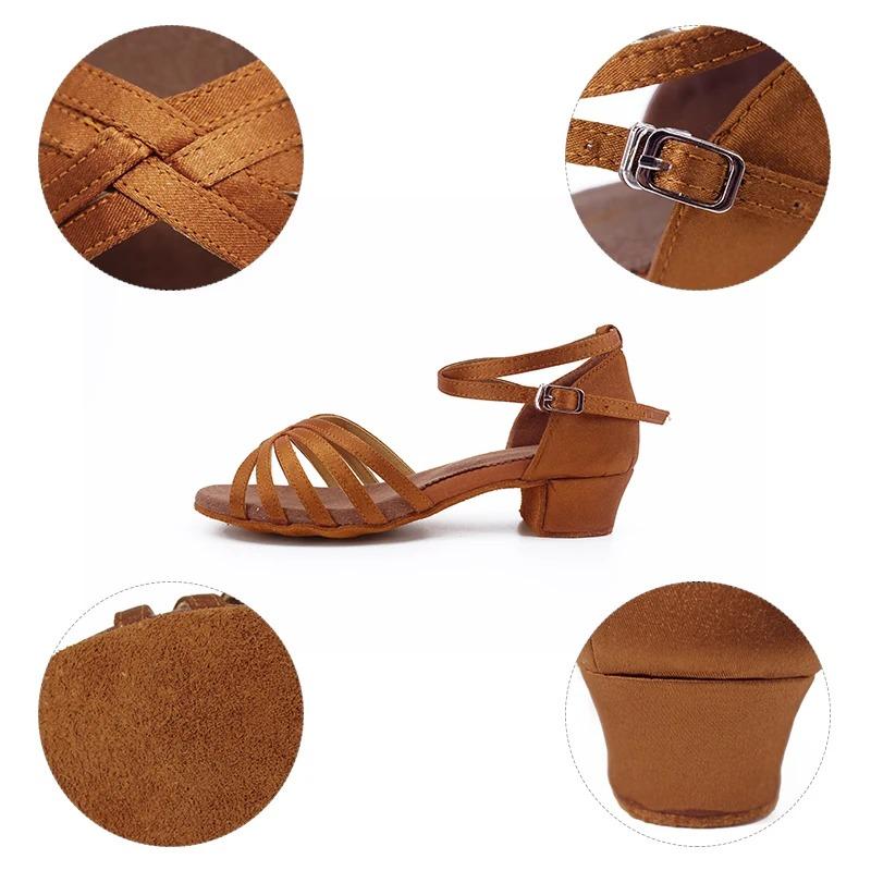 Mädchen Satin Lateinschuhe Niedriger Absatz Ballsaal Tanzschuhe Erwachsene Tango Salsa Schuhe für die Praxis Kleinkind Latein Tanzschuhe Performance