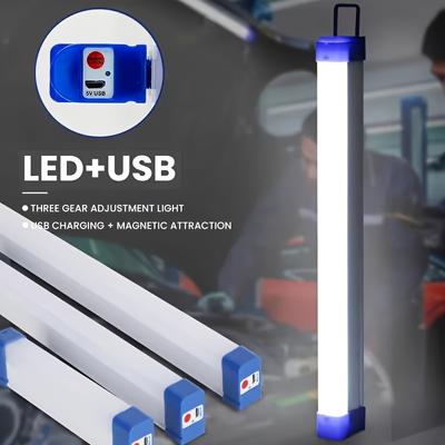 Luz LED portátil para acampar, recargable por USB, 36 V, alto brillo, material ABS liviano, base y gancho magnéticos, ajustable, control de botón,