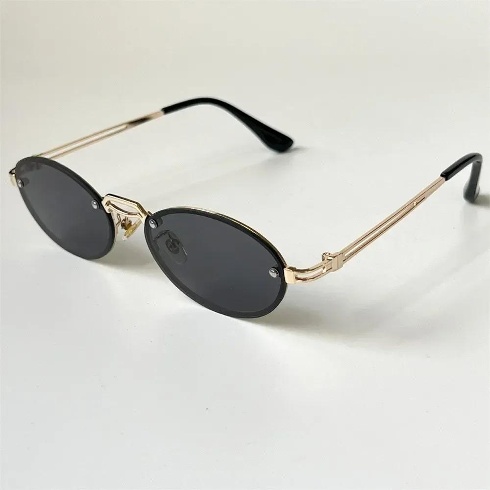 Popular Fashion Sunglasses for Women Men Shades Oval Sun Glasses for Female Male Summer Traveling UV400 Rimless Sunglass Eyewear