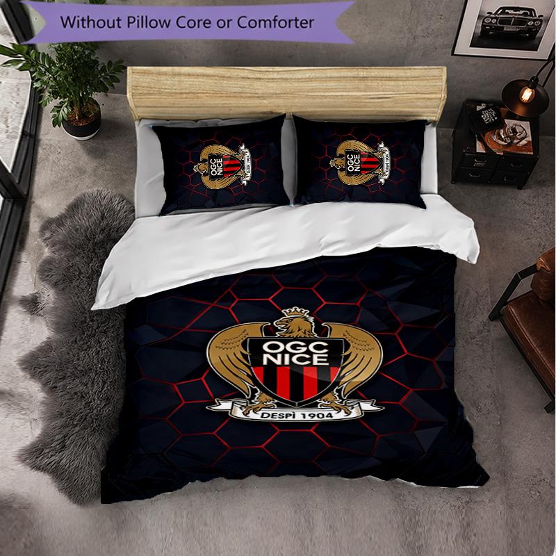 OGC Nice FC Themed Bedding 3Pcs Duvet Cover Set Decorative Bed Linen For Teen Room Home Decoration