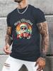 Cool Santa Sipping Coffee Christmas Graphic Mens Cotton Casual TShirt Breathable Short Sleeve Tee