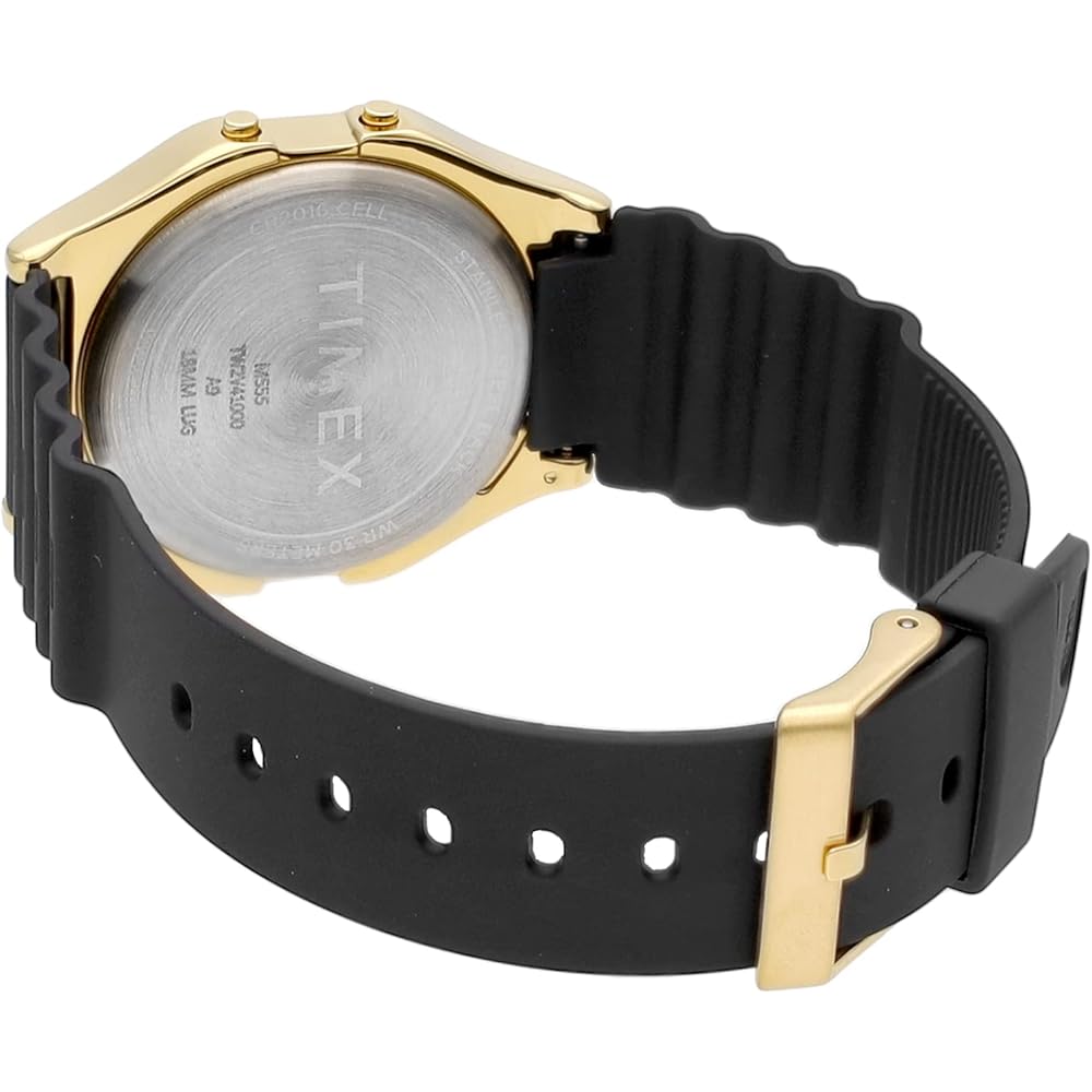 TIMEX T-80 Men's Digital Quartz Watch with Gold Case and Rubber Band (TW2V41000) [Authentic]
