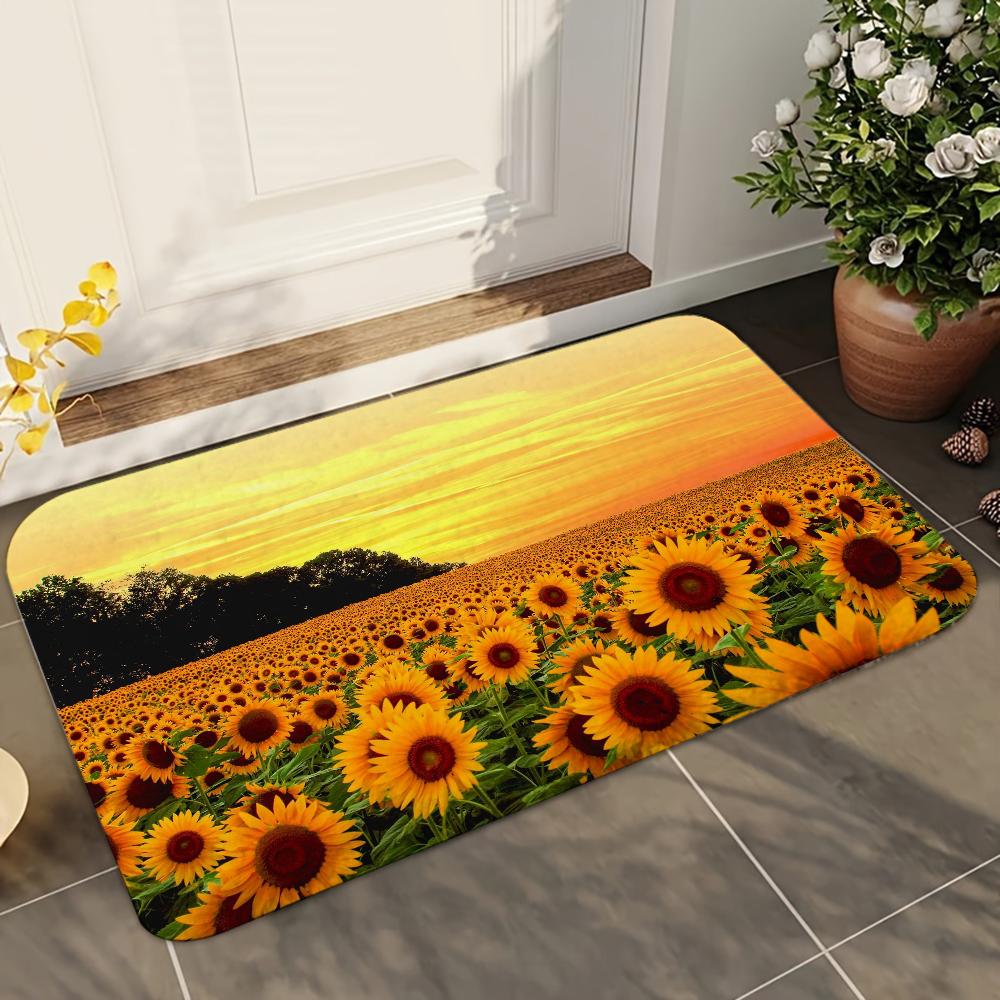 1pc Sunflower Doormats Home Carpet Bathroom Absorbent Mats Anti-Slip Mats Home Decor Supplies Carpets Home Kitchen Floor Mats
