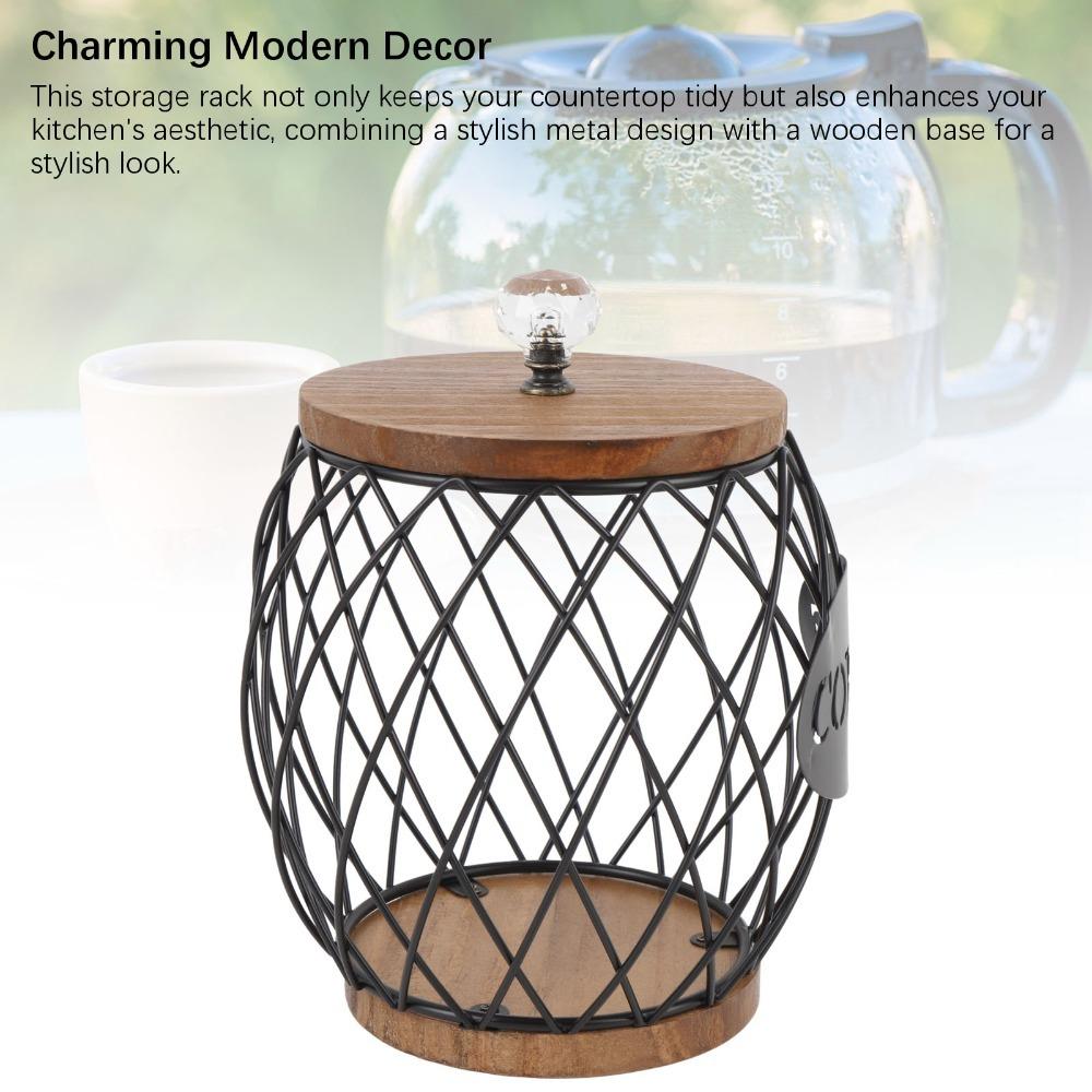 Wooden Base Coffee Capsule Holder Metal Coffee Pod Rack Coffee Capsule Organizer  Coffee Station чёрный