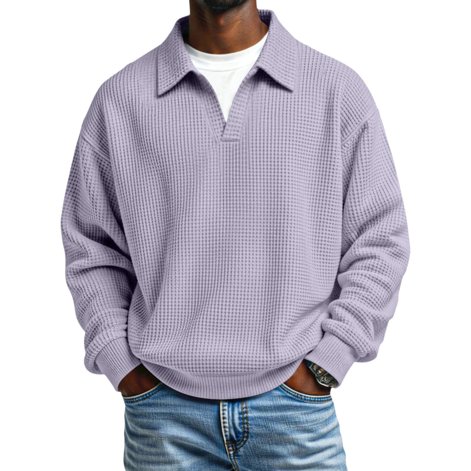 

Men s Collarless Casual Sweatshirt Without Buttons XXL світло-фіолетового кольору
