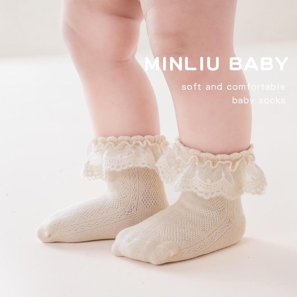 Girls' Breathable Lace Mesh Cotton Socks - Spring/Summer Infant Princess Socks