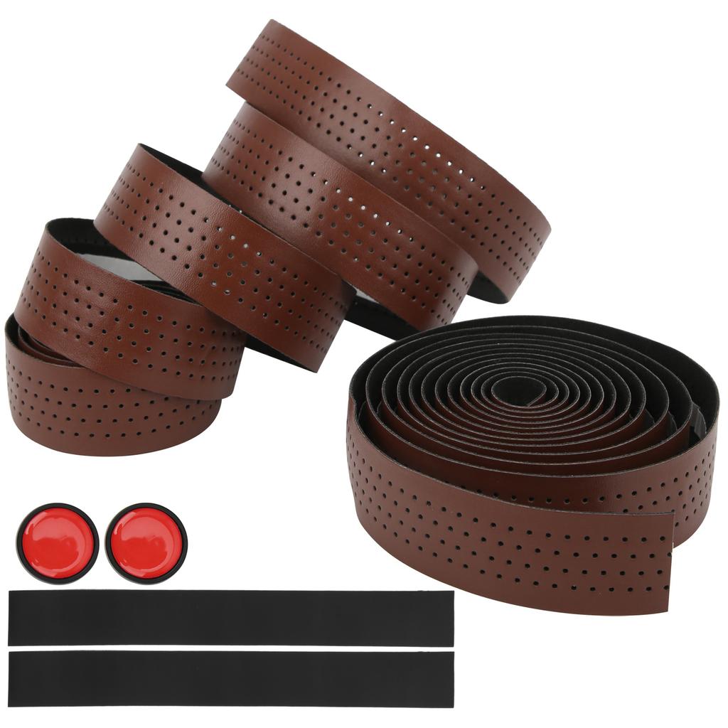 2 szt. Cycling PU Skóra EVA Owijka na kierownicę Rower szosowy Antypoślizgowa taśma na kierownicę Pasek na kierownicę(brązowy )