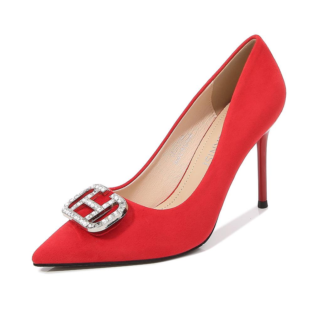 

Замшевые туфли-стилетто для повседневной работы, профессиональные, модные 37 красный