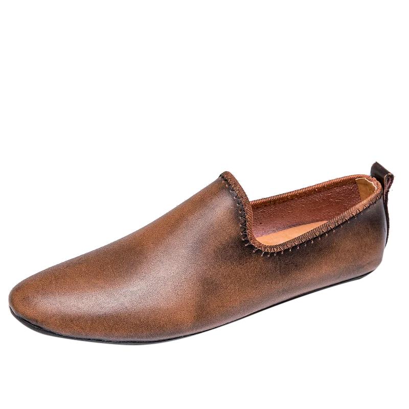 

Fashion Fashion Casual Leather Men Flats Designer Office Formal Loafers Italian Lightweight Breathable Antiskid Boat Shoes Walking Shoes 44 коричневый