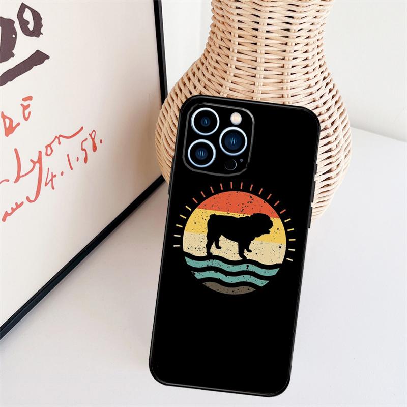 English Bulldog Heartbeat Phone Case For iPhone 16 Pro Max 15 14 13 11 12 17 Pro Max mini 15 16 Plus 16e 17 Air Cover