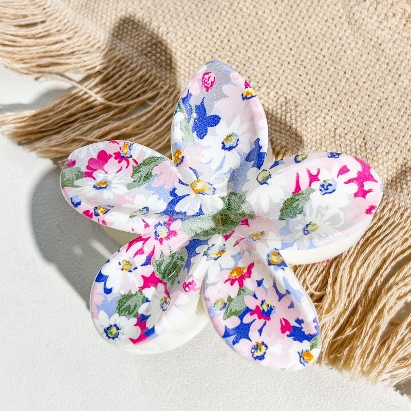 Uv-printed Frangipani HairpinFemale Seaside Vacation Back of The Head HairpinShark Clip