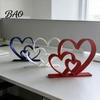 Romantic Desktop Decoration Double Heart Figurine, 3D Printed Love Decor for Valentine's to Connection Statue Day, Anniversary Gift Couples, Cute Home