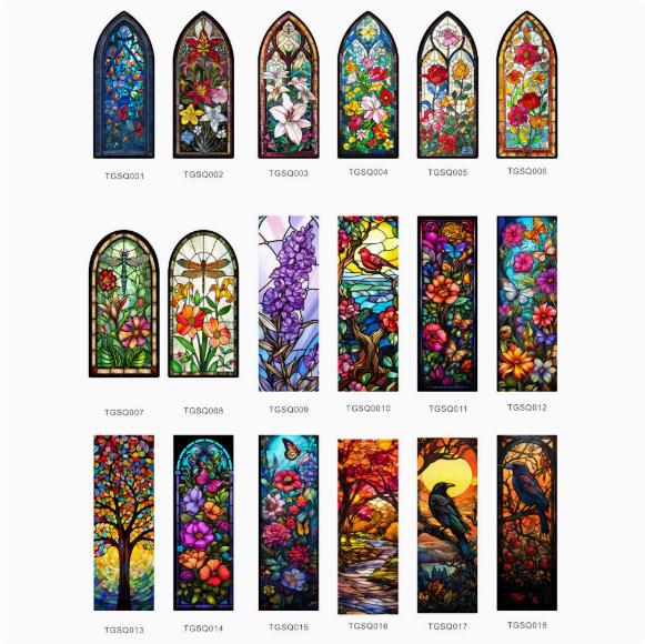 PVC Translucent Bookmark Stained Glass Style Floral Pattern Durable Flexible Material Size 15x6cm Suitable for Books Magazines and Journals