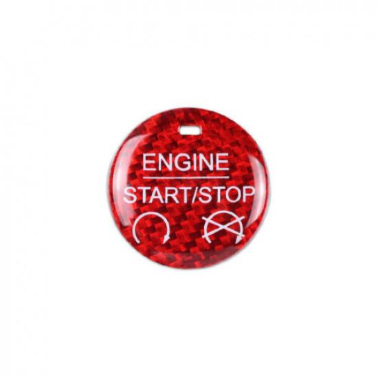 Glossy Red Carbon Fiber Style Car Start Button Sticker for Ford Mustang 15-19