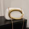 Girls Hold Hardware Small Box Dinner Bag With Metal Chain Diagonal Span Shoulder Backpack Small Bag