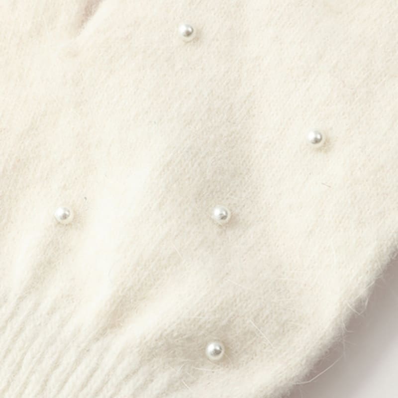 BLUE SUNFLOWER Bluesf angora wool knit gloves - Ivory