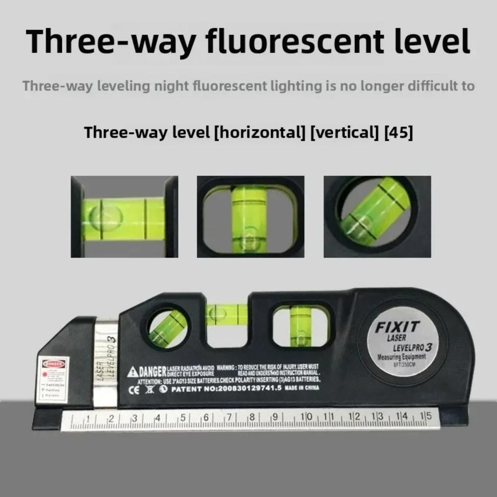 Multipurpose Laser Level Aligner 3 Line Modes Cross Vertical Horizontal Laser Measuring Distance Measurement Tool Anti-slip Grip