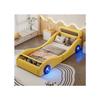 Upholstered Car Bed - MUVOE - 90x200cm - Yellow - Light-up Wheels - Storage Space