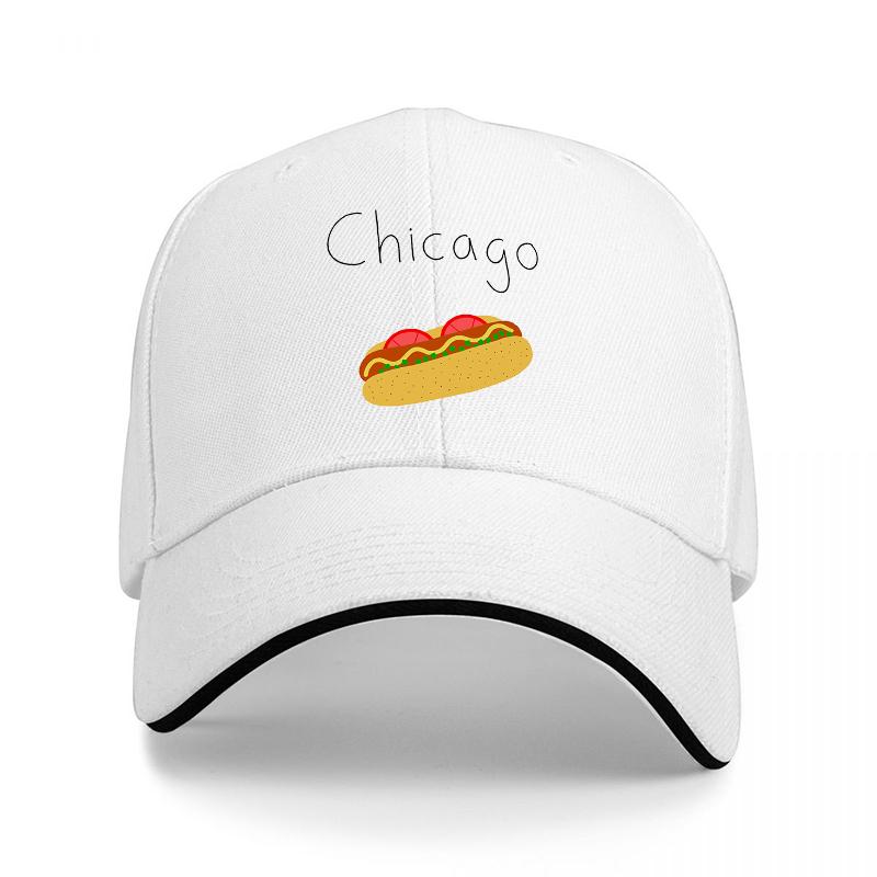 Hotdog Logo Baseball Cap Black Adjustable Hat with Fun Food Design for Casual Wear and Outdoor Activities