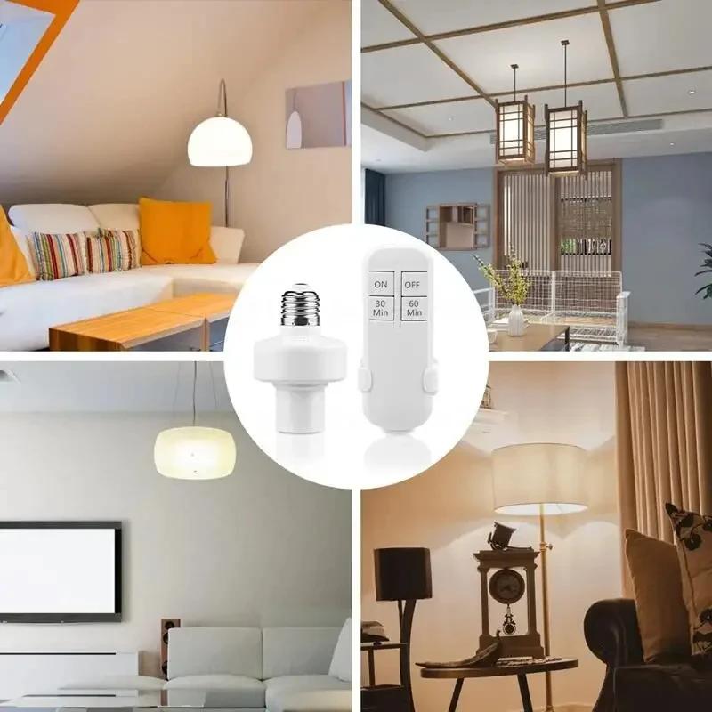 Wireless RF 433MHz Remote Control Smart Timer Switch E27 Lamp Holder LED Bulb Base AC85V~220V Light Switch Room Timer Switches