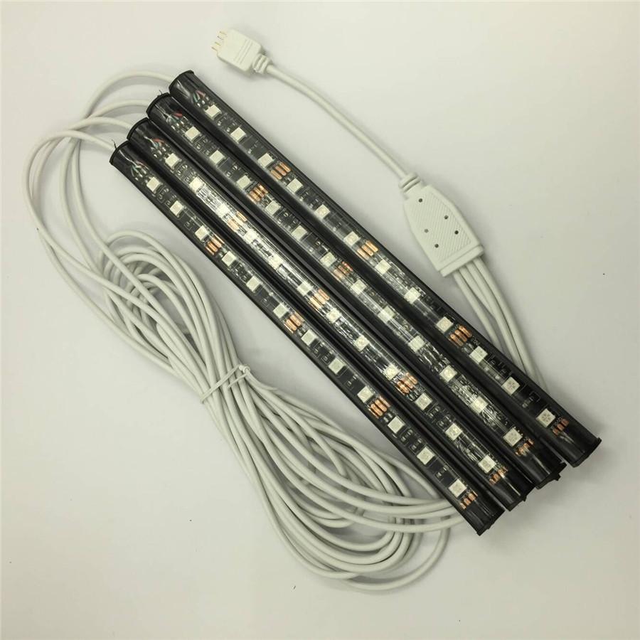 5Pcs RGB LED Car Interior Decor Atmosphere Lamp Foot Light Fiber Optical Strips