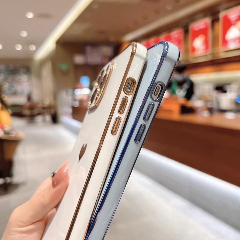 Soft Electroplated Love Heart Phone Case For iPhone 11 12 13 Pro Max XS X XR 7 8 Plus Mini SE  Silicone Bumper Cover