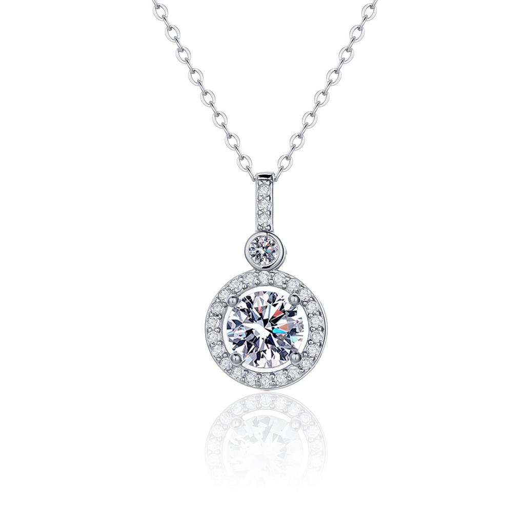 Necklace For Women Sterling S925 Silver With White Gold Plated Lab Diamond Jewelry Wedding Pendant ZircomGood product