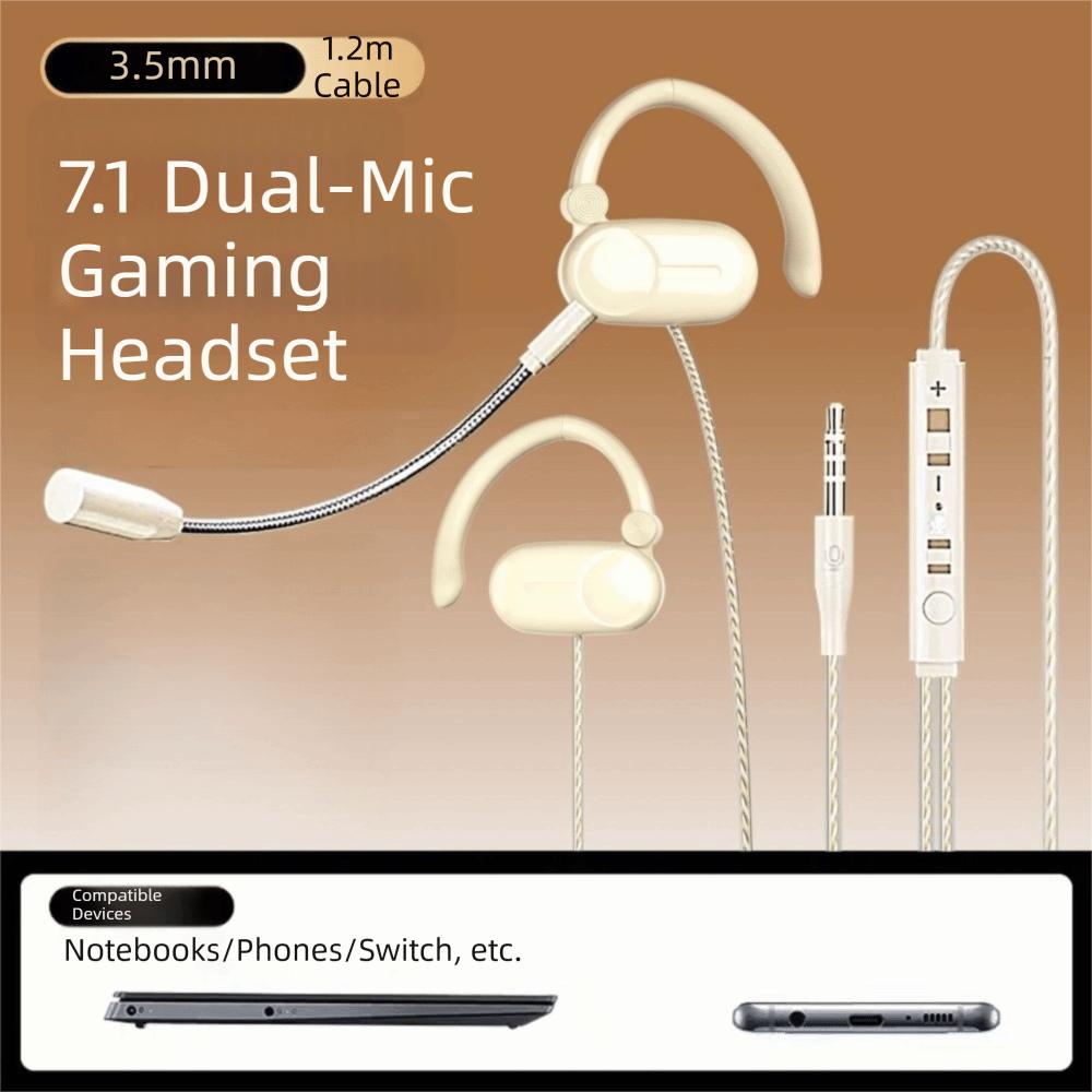 Open Ear Wired Headphones Dual Microphone Noise Reduction Wired Headset Detachable Microphone Ear-hook Wired Earphones Handsfree