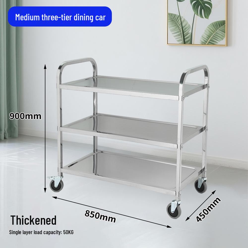 Three-Tier Stainless Steel Meal Cart for Restaurant and Hotel Use