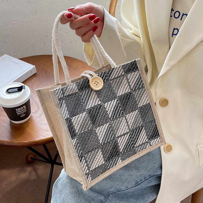 Karierte Canvas Hand-Leinentasche