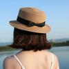 Elegant Straw Hat With Bows Detail Comfortable Women's Straw Garden Headwear For Bridal Party Church Occasion