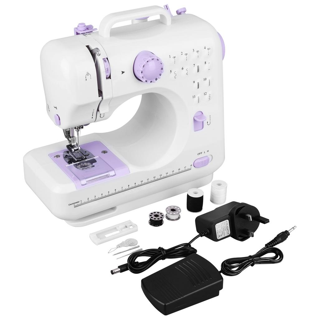 Uk Plug Portable Electric Sewing Machine Built-in 12 Stitches Foot Pedal Household Mini Sewing Machines For Biginners Diy Craft