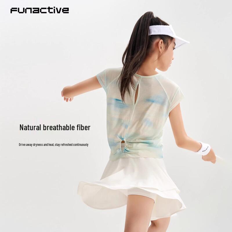 FUN ACTIVE Girls  Merino Blend Tie-Dye Quick-Dry T-Shirt 130