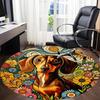 1pc Dachshund Flowers Office Round Rug, Non-slip, Soft and Durable Office Rug for Interior Decoration, Perfect for Office,Decoration Yy260204016