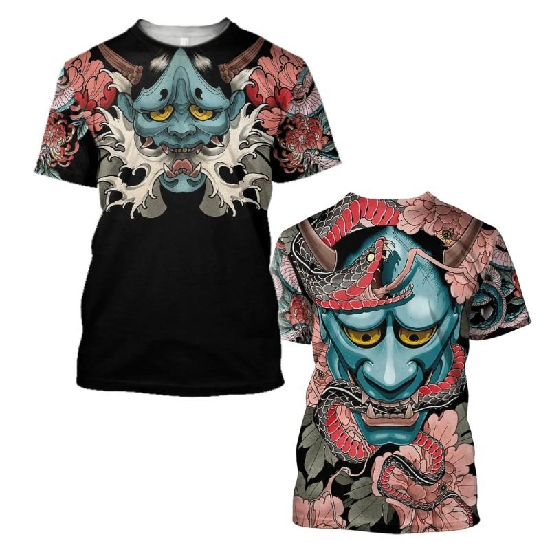Men's Fashion Tattoo Culture Elements Pattern Short Sleeve Men Fashion Casual Comfortable Breathable Ultra-Thin T-Shirt