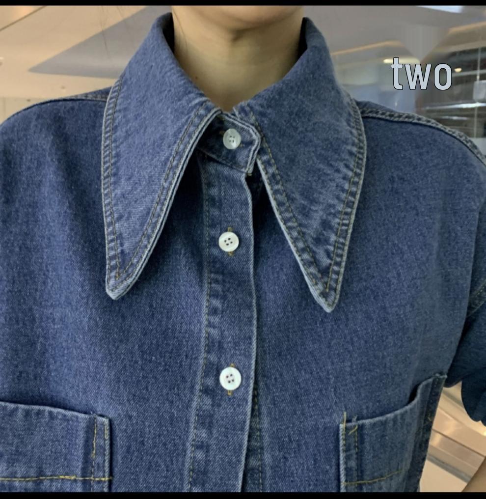 Autumn/Winter Korean-Style Loose Denim Oversized Pointed Collar Shirt Jacket