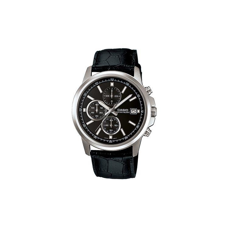 Casio Dress Three Eye Design Waterproof Pointer Simple Quartz Movement Leather Strap Men Watches Black MTH-5001L-1APR Single Watch,Black Dial,Random Watch Box