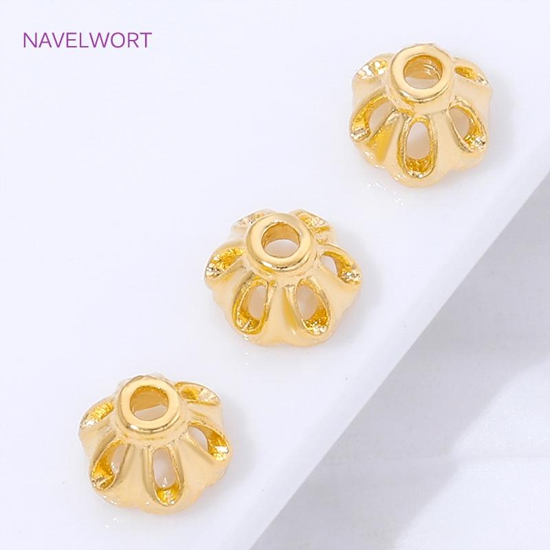 5/10/15Pcs 18K Gold Plated Brass Bead Caps For Jewelry Making,Flower Bead Caps For Bracelet,Caps For Beads,DIY Jewelry Materials