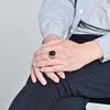 Retro Tiger Eye Titanium Steel Men's Oval Black Gem Ring