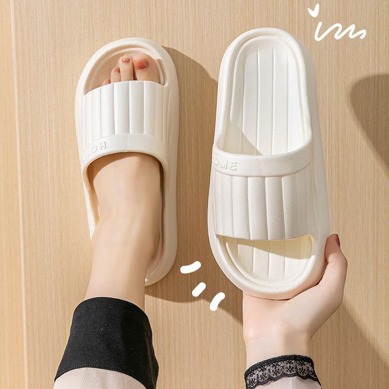 Summer Lovely Solid Color Home Slippers For Women Men Non-Slip Eva Bathroom Slides Females Concise Light Sandals Couples Shoes
