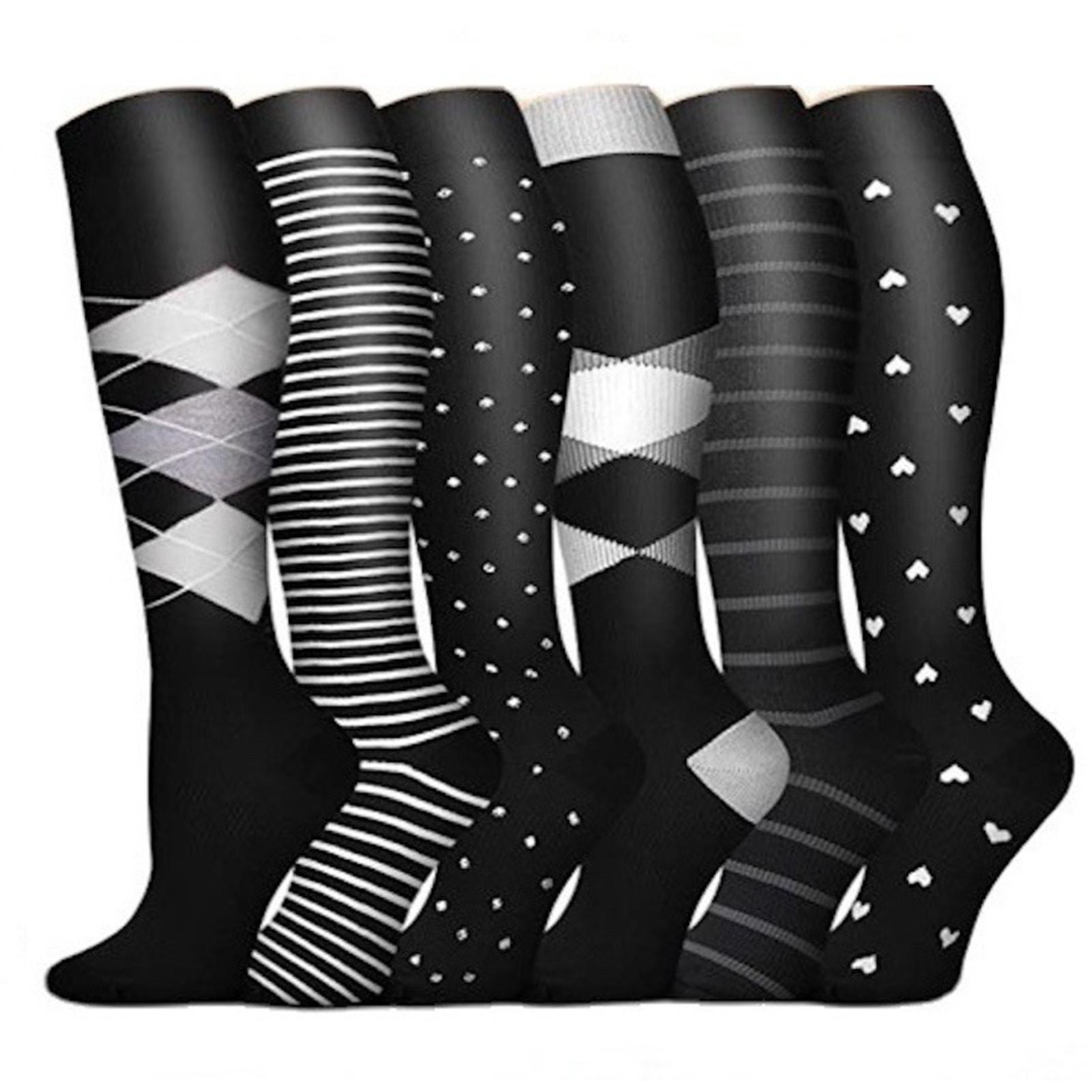 

6 пар компрессионных носков, 15-25 мм нейлоновые антизапаховые спортивные носки для фитнеса бега велоспорта, поддерживающие гольфы для взрослых L XL