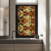 Retro Flower Stained Glass Window Film Removable Bathroom Window Film Window Decals Static Clings