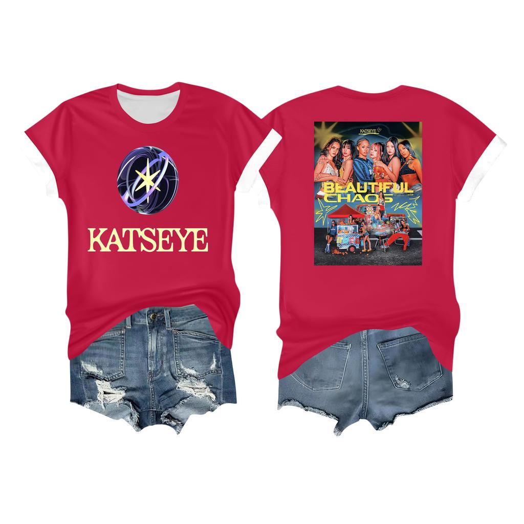 Women's Casual Printed T-shirt Round Neck Pullover Short Sleeve Top