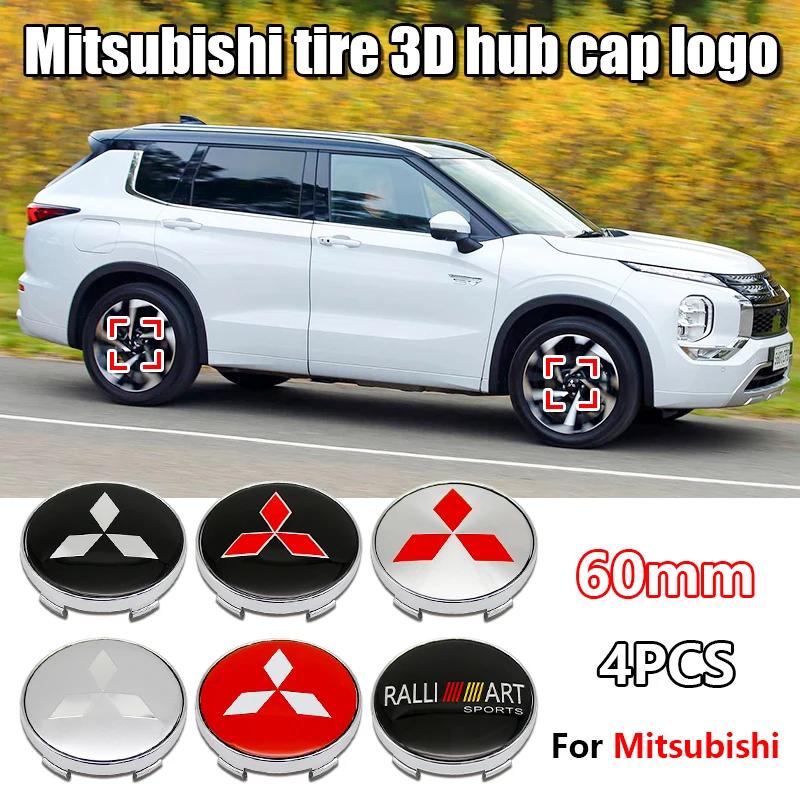 60mm, 4pcs Car Wheel Center Caps: Stickers Specifically Designed for Mitsubishi Pajero, Outlander, XL, Montero, Lancer, Trito