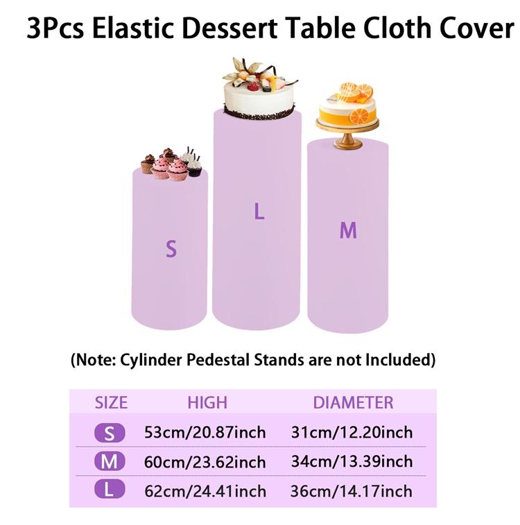 3/5pcs Elastic Wedding Cylindrical Base Tablecloth Circular Dessert Table Birthday Party Decoration Cylindrical Pedestal Covers