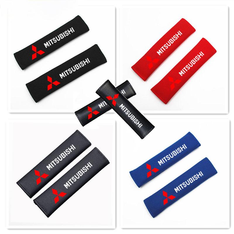 Car Safety Belt Carbon fibre Shoulder Pad Safety Strap Cover for Mitsubishi Lancer ASX Outlander Pajero Evolution Car Accessorie